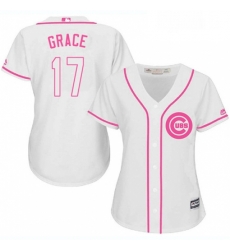 Womens Majestic Chicago Cubs 17 Mark Grace Replica White Fashion MLB Jersey