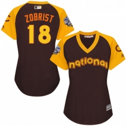 Womens Majestic Chicago Cubs 18 Ben Zobrist Authentic Brown 2016 All Star National League BP Cool Base MLB Jersey