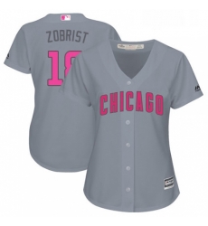 Womens Majestic Chicago Cubs 18 Ben Zobrist Authentic Grey Mothers Day Cool Base MLB Jersey