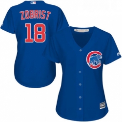 Womens Majestic Chicago Cubs 18 Ben Zobrist Authentic Royal Blue Alternate MLB Jersey