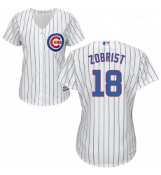 Womens Majestic Chicago Cubs 18 Ben Zobrist Authentic White Home Cool Base MLB Jersey