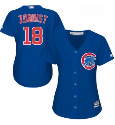 Womens Majestic Chicago Cubs 18 Ben Zobrist Replica Royal Blue Alternate MLB Jersey