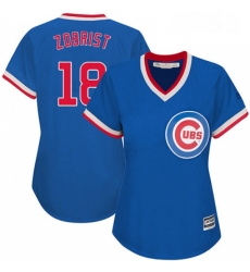 Womens Majestic Chicago Cubs 18 Ben Zobrist Replica Royal Blue Cooperstown MLB Jersey