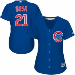 Womens Majestic Chicago Cubs 21 Sammy Sosa Authentic Royal Blue Alternate MLB Jersey