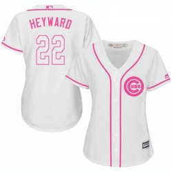 Womens Majestic Chicago Cubs 22 Jason Heyward Replica White Fashion MLB Jersey