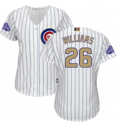 Womens Majestic Chicago Cubs 26 Billy Williams Authentic White 2017 Gold Program MLB Jersey
