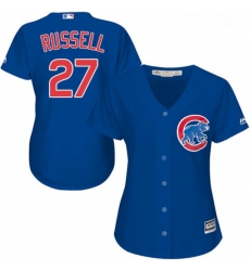 Womens Majestic Chicago Cubs 27 Addison Russell Authentic Royal Blue Alternate MLB Jersey