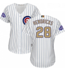 Womens Majestic Chicago Cubs 28 Kyle Hendricks Authentic White 2017 Gold Program MLB Jersey
