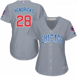 Womens Majestic Chicago Cubs 28 Kyle Hendricks Replica Grey Road MLB Jersey