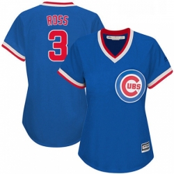 Womens Majestic Chicago Cubs 3 David Ross Replica Royal Blue Cooperstown MLB Jersey