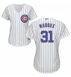 Womens Majestic Chicago Cubs 31 Greg Maddux Authentic White Home Cool Base MLB Jersey