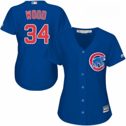 Womens Majestic Chicago Cubs 34 Kerry Wood Authentic Royal Blue Alternate MLB Jersey