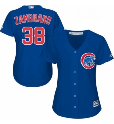 Womens Majestic Chicago Cubs 38 Carlos Zambrano Authentic Royal Blue Alternate MLB Jersey