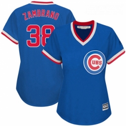 Womens Majestic Chicago Cubs 38 Carlos Zambrano Authentic Royal Blue Cooperstown MLB Jersey