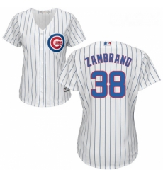 Womens Majestic Chicago Cubs 38 Carlos Zambrano Authentic White Home Cool Base MLB Jersey
