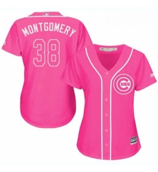 Womens Majestic Chicago Cubs 38 Mike Montgomery Authentic Pink Fashion MLB Jersey