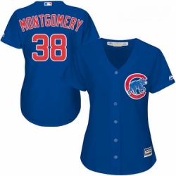 Womens Majestic Chicago Cubs 38 Mike Montgomery Authentic Royal Blue Alternate MLB Jersey