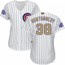 Womens Majestic Chicago Cubs 38 Mike Montgomery Authentic White 2017 Gold Program MLB Jersey