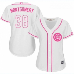 Womens Majestic Chicago Cubs 38 Mike Montgomery Replica White Fashion MLB Jersey