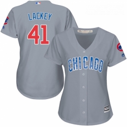 Womens Majestic Chicago Cubs 41 John Lackey Authentic Grey Road MLB Jersey