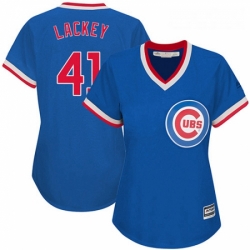 Womens Majestic Chicago Cubs 41 John Lackey Authentic Royal Blue Cooperstown MLB Jersey