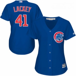 Womens Majestic Chicago Cubs 41 John Lackey Replica Royal Blue Alternate MLB Jersey