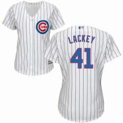 Womens Majestic Chicago Cubs 41 John Lackey Replica White Home Cool Base MLB Jersey