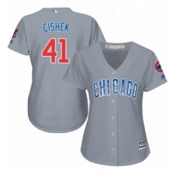 Womens Majestic Chicago Cubs 41 Steve Cishek Authentic Grey Road MLB Jersey 