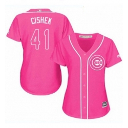 Womens Majestic Chicago Cubs 41 Steve Cishek Authentic Pink Fashion MLB Jersey 