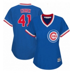 Womens Majestic Chicago Cubs 41 Steve Cishek Authentic Royal Blue Cooperstown MLB Jersey 