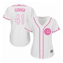 Womens Majestic Chicago Cubs 41 Steve Cishek Replica White Fashion MLB Jersey 