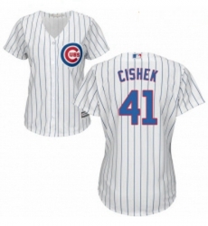 Womens Majestic Chicago Cubs 41 Steve Cishek Replica White Home Cool Base MLB Jersey 