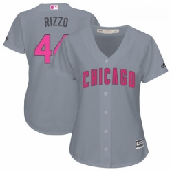 Womens Majestic Chicago Cubs 44 Anthony Rizzo Authentic Grey Mothers Day Cool Base MLB Jersey
