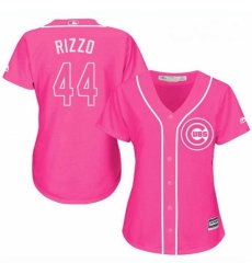 Womens Majestic Chicago Cubs 44 Anthony Rizzo Authentic Pink Fashion MLB Jersey