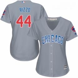 Womens Majestic Chicago Cubs 44 Anthony Rizzo Replica Grey Road MLB Jersey