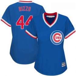 Womens Majestic Chicago Cubs 44 Anthony Rizzo Replica Royal Blue Cooperstown MLB Jersey