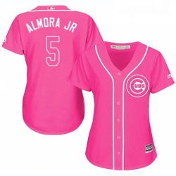 Womens Majestic Chicago Cubs 5 Albert Almora Jr Authentic Pink Fashion MLB Jersey 
