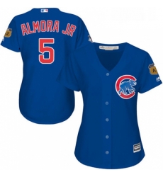Womens Majestic Chicago Cubs 5 Albert Almora Jr Authentic Royal Blue Alternate MLB Jersey 