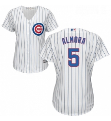 Womens Majestic Chicago Cubs 5 Albert Almora Jr Authentic White Home Cool Base MLB Jersey 