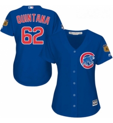 Womens Majestic Chicago Cubs 62 Jose Quintana Replica Royal Blue Alternate MLB Jersey 