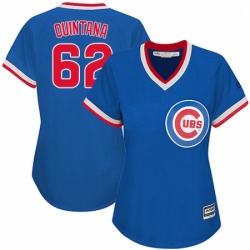 Womens Majestic Chicago Cubs 62 Jose Quintana Replica Royal Blue Cooperstown MLB Jersey 
