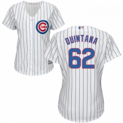 Womens Majestic Chicago Cubs 62 Jose Quintana Replica White Home Cool Base MLB Jersey 