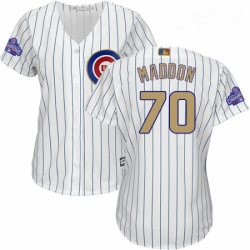 Womens Majestic Chicago Cubs 70 Joe Maddon Authentic White 2017 Gold Program MLB Jersey