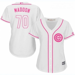 Womens Majestic Chicago Cubs 70 Joe Maddon Authentic White Fashion MLB Jersey
