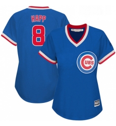 Womens Majestic Chicago Cubs 8 Ian Happ Authentic Royal Blue Cooperstown MLB Jersey 