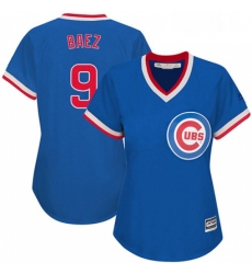 Womens Majestic Chicago Cubs 9 Javier Baez Authentic Royal Blue Cooperstown MLB Jersey
