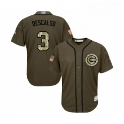 Youth Chicago Cubs 3 Daniel Descalso Authentic Green Salute to Service Baseball Jersey 