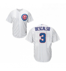 Youth Chicago Cubs 3 Daniel Descalso Authentic White Home Cool Base Baseball Jersey 