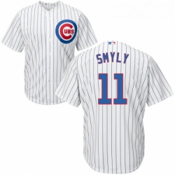 Youth Majestic Chicago Cubs 11 Drew Smyly Authentic White Home Cool Base MLB Jersey 