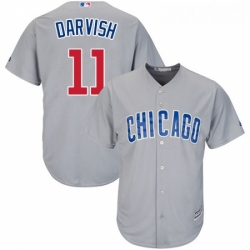 Youth Majestic Chicago Cubs 11 Yu Darvish Authentic Grey Road Cool Base MLB Jersey 